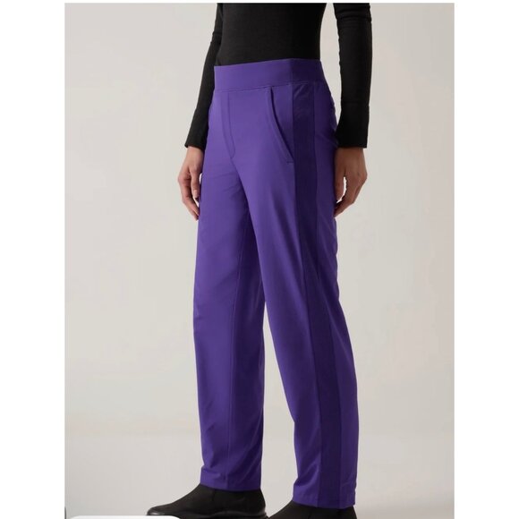 Athleta Womens Brooklyn Lined Pants Purple Ribbed Waist Size 6/T - Picture 1 of 17